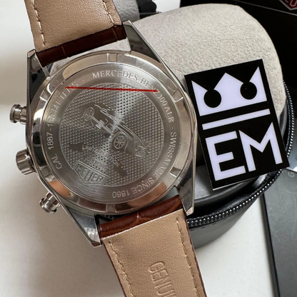 TAG Heuer Carrera Chronograph – Silver/Rose Gold Brown Leather Strap